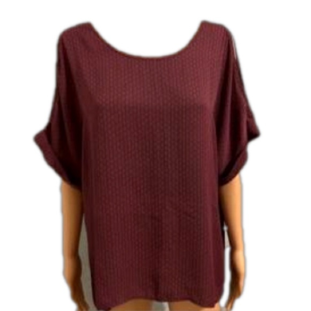 Forever 21‎ Burgundy Cold Shoulder Open Back Blouse